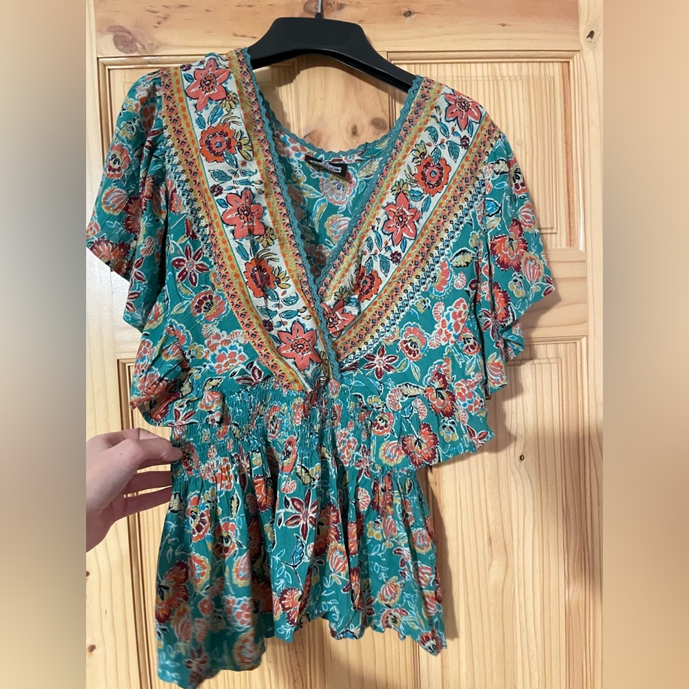 Ruffled Teal Top